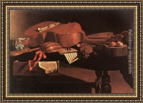 Evaristo Framed Paintings - Musical Instruments by Evaristo Baschenis