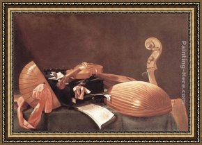 Evaristo Framed Paintings - Still-Life with Musical Instruments by Evaristo Baschenis