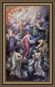 Heaven And Earth I Framed Paintings - Kingdom of Heaven by Evelyn de Morgan