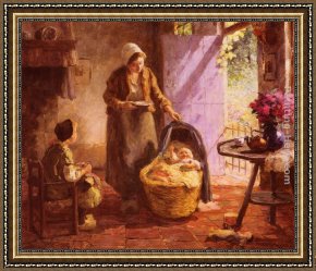 Feeding Framed Paintings - Feeding The Baby by Evert Pieters