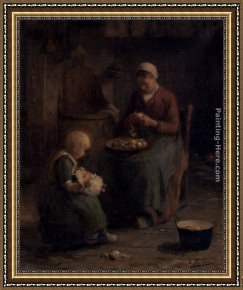 The Daughters of Judah in Babylon Framed Paintings - Mother and Daughter by Evert Pieters