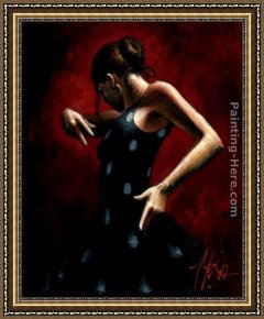 Corn Festival, (la Fiesta Del Maiz) Framed Paintings - Baile del Flamenco en Rojo with Polkadots by Fabian Perez