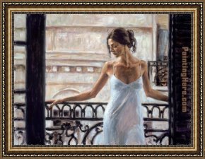 Balcony Framed Paintings - BALCONY AT BUENOS AIRES by Fabian Perez