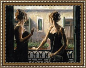 A Venetian Balcony Framed Paintings - Balcony At Buenos Aires IV by Fabian Perez