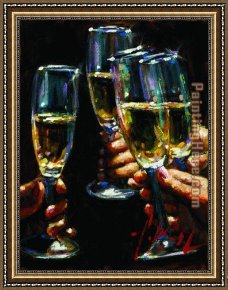 Nina Con Flor Framed Paintings - Brindis con Champagne by Fabian Perez