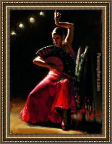 Nina Con Flor Framed Paintings - Celina con abanico by Fabian Perez