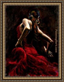 The Era of The Red Guards Framed Paintings - Dancer in Red by Fabian Perez
