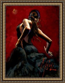 The Era of The Red Guards Framed Paintings - dancer in red black dress by Fabian Perez