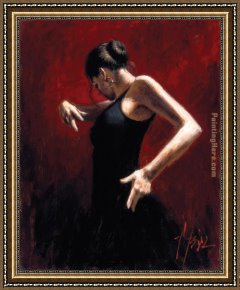 Corn Festival, (la Fiesta Del Maiz) Framed Paintings - El Baile del Flamenco en Rojo I by Fabian Perez