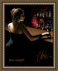 Buena Vista Bar Framed Paintings - Luciana at The Bar by Fabian Perez