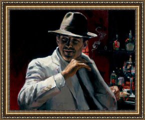 Buena Vista Bar Framed Paintings - Man at red bar by Fabian Perez