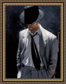 Man with Scythe Framed Paintings - MAN IN WHITE SUIT IV by Fabian Perez