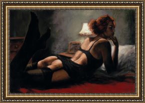 Fabian Perez Framed Paintings - MEDIAS NEGRAS II by Fabian Perez