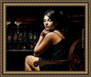 Buena Vista Bar Framed Paintings - Saba at the Bar II by Fabian Perez