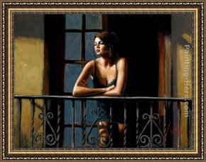 Balcony Framed Paintings - Saba on the Balcony by Fabian Perez