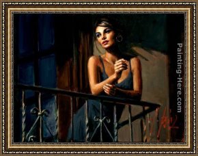 A Venetian Balcony Framed Paintings - Saba on the Balcony VII by Fabian Perez