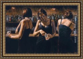 Buena Vista Bar Framed Paintings - Study For 3 Girls in Bar II by Fabian Perez