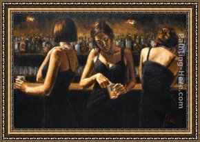 Color Study of Squares Framed Paintings - Study for Three Girls at the Bar by Fabian Perez