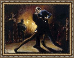 Mountain Poppies III Framed Paintings - Tango III by Fabian Perez