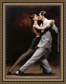 In The Rhythm of Tango Framed Paintings - Tango in Paris by Fabian Perez