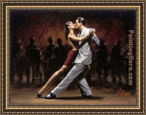In The Rhythm of Tango Framed Paintings - Tango in Paris II by Fabian Perez