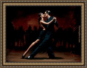 In The Rhythm of Tango Framed Paintings - Tango In Paris In Black Suit by Fabian Perez