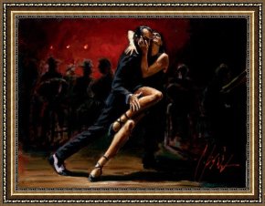 In The Rhythm of Tango Framed Paintings - TANGO IN RED by Fabian Perez