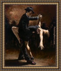 In The Rhythm of Tango Framed Paintings - TANGO VII STUDY by Fabian Perez
