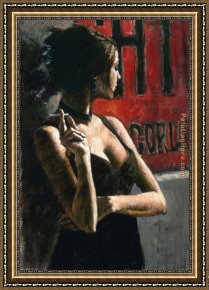 The Red Sign Framed Paintings - THE RED SIGN by Fabian Perez