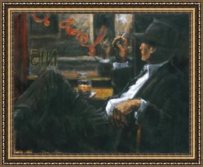 Vague Et La Perle Framed Paintings - WHISKEY AT LAS BRUJAS II by Fabian Perez