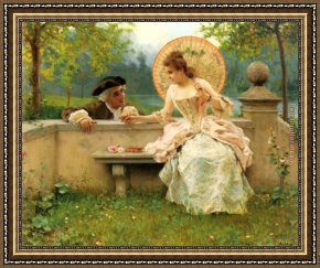 A Moment of Comfort Framed Paintings - A Tender Moment in the Garden by Federico Andreotti