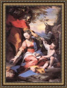Flight Framed Paintings - Rest on the Flight to Egypt by Federico Fiori Barocci