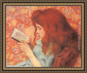 Young Girl Reading Framed Paintings - Young Girl Reading by Federigo Zandomeneghi