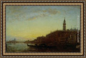 Jerusalem, Cote De La Porte De Jaffe Framed Paintings - Gondole quittant le quai des Escvalons Venise by Felix Ziem