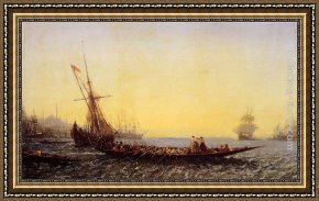 Sydney Harbour Framed Paintings - Harbour In Constantinople by Felix Ziem