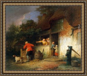 A Bay Hunter with Two Spaniels Framed Paintings - The Old Hunter by Ferdinand de Braekeleer