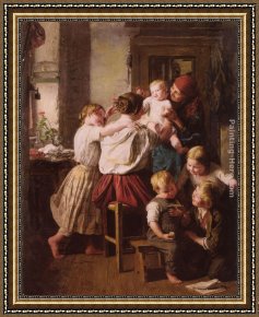 Making Framed Paintings - Children Making Their Grandmother a Present on Her Name Day by Ferdinand Georg Waldmuller