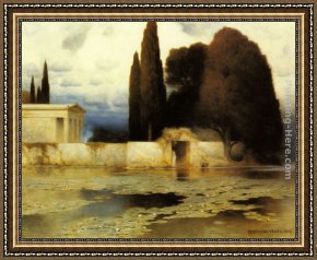 Classical Framed Paintings - A Classical Landscape by Ferdinand Keller