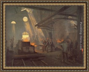 Blacksmith at His Forge Framed Paintings - A Forge by Fernand-Anne Piestre Cormon
