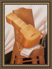 Guitar with Clarinet Framed Paintings - Guitar and Chair 1983 by Fernando Botero