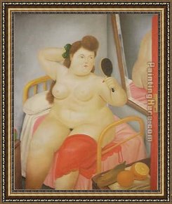 Toilette Framed Paintings - La Toilette by Fernando Botero