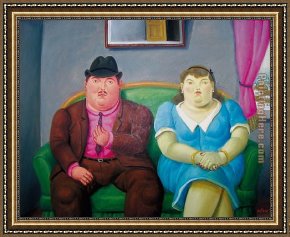 Man with Scythe Framed Paintings - Man And Woman by Fernando Botero