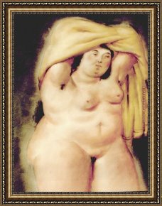 Mujeres Framed Paintings - Mujer desvistiendose by Fernando Botero