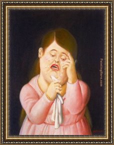 Mujeres Framed Paintings - Mujer llorando 02 by Fernando Botero