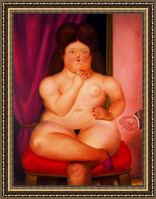 Mujeres Framed Paintings - Mujer sentada 02 by Fernando Botero