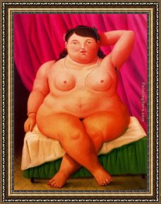 Mujeres Framed Paintings - Mujer sentada by Fernando Botero