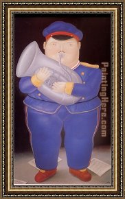 Three Musicians Framed Paintings - Musician 1983 by Fernando Botero
