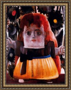 Nina Con Flor Framed Paintings - Nina perdida en un jardin by Fernando Botero