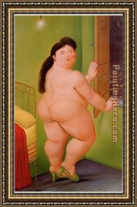 The Goldfish Window Framed Paintings - Woman in front of a Window by Fernando Botero