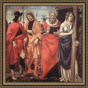 St Wolfgang Altarpiece Resurrection of Lazar Framed Paintings - Four Saints Altarpiece by Filippino Lippi